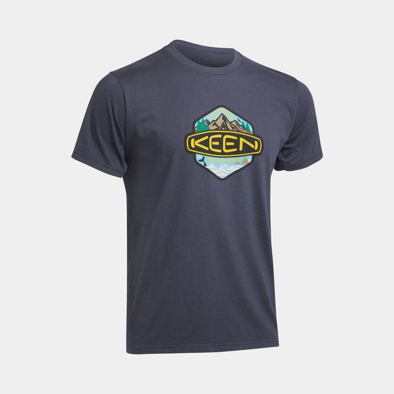 Keen Badge Mens T-Shirts Navy Wholesale (5037-HABYU)